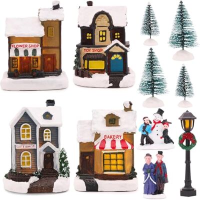 Toyland ® Mini decoração de cenário de cidade e loja de Natal com luzes de decoração de Natal (12 lojas) Toyland ® Mini decoração de cenário de cidade e loja de Natal com luzes de decoração de Natal (12 lojas)