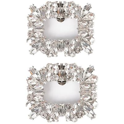 TRIXES Pinças prateadas para sapatos com diamantes de imitação, abraçadeiras de sapatos de cristal para saltos altos para mulher, embalagem de 2, tamanho único, metal TRIXES Pinças prateadas para sapatos com diamantes de imitação, abraçadeiras de sapatos de cristal para saltos altos para mulher, embalagem de 2, tamanho único, metal