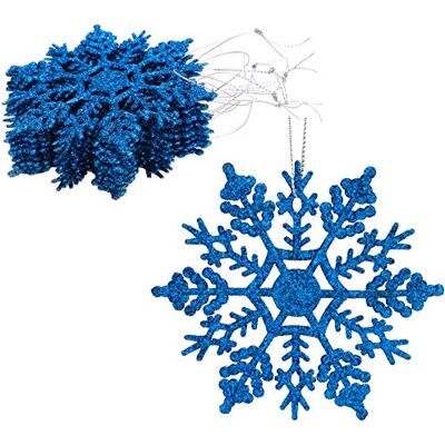 Christmas Concepts ® Pacote de decorações pendentes de flocos de neve com brilho de 12 10 cm (4 pol) decorações de Natal ... (azul real) Christmas Concepts ® Pacote de decorações pendentes de flocos de neve com brilho de 12 10 cm (4 pol) decorações de Natal ... (azul real)