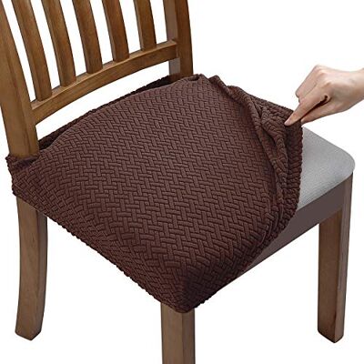 Fuloon Capas para Cadeiras de Sala de Jantar, Capas para Cadeiras Ajustáveis, Pack de 6 Capas Protetoras para Cadeiras Elásticas, Capa para Assento de Cadeira Lavável para Sala de Jantar Fuloon Capas para Cadeiras de Sala de Jantar, Capas para Cadeiras Ajustáveis, Pack de 6 Capas Protetoras para Cadeiras Elásticas, Capa para Assento de Cadeira Lavável para Sala de Jantar