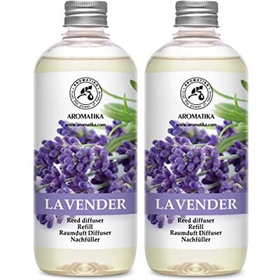 Trust Recarga de lavanda com óleo essencial, 2 x 500 ml, difusor aromático perfumado, ambientador, fragrância para quarto Trust Recarga de lavanda com óleo essencial, 2 x 500 ml, difusor aromático perfumado, ambientador, fragrância para quarto