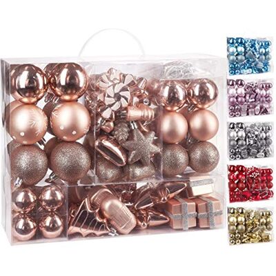 BRUBAKER Conjunto de 77 peças bolas de Natal decorações para árvore de Natal ouro rosa/prata BRUBAKER Conjunto de 77 peças bolas de Natal decorações para árvore de Natal ouro rosa/prata