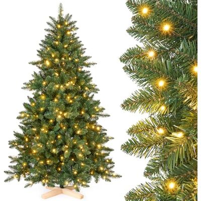 YORBAY Árvore de Natal artificial LED: Árvore de Natal 210 cm Árvore de Natal artificial com base de madeira árvore ignífugo decoração de Natal para sala de estar loja escritório YORBAY Árvore de Natal artificial LED: Árvore de Natal 210 cm Árvore de Natal artificial com base de madeira árvore ignífugo decoração de Natal para sala de estar loja escritório
