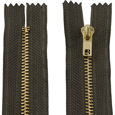 AERZETIX Conjunto de 2 fechos de correr não separáveis 16 cm em metal fecho com fecho de correr cor caqui costura de marroquinaria bolsas saia vestido roupa calças mercerias AERZETIX Conjunto de 2 fechos de correr não separáveis 16 cm em metal fecho com fecho de correr cor caqui costura de marroquinaria bolsas saia vestido roupa calças mercerias