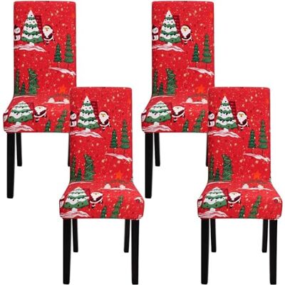Fuloon 4 6 Peças capas cadeiras de Natal, capas para cadeiras de sala de jantar natalícias, capas cadeiras de sala de jantar removíveis laváveis para banquete casas festa Décor Fuloon 4 6 Peças capas cadeiras de Natal, capas para cadeiras de sala de jantar natalícias, capas cadeiras de sala de jantar removíveis laváveis para banquete casas festa Décor