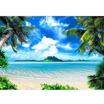 Papel de parede fotográfico praia e mar 352 x 250 cm lã papel de parede XXL moderna decoração de parede sala quarto escritório sala verde azul Papel de parede fotográfico praia e mar 352 x 250 cm lã papel de parede XXL moderna decoração de parede sala quarto escritório sala verde azul