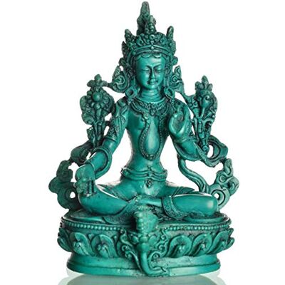 BUDDHAFIGUREN/Billy Held Design de Buda de figuras de o verde de tara 15 cm de poliuretano de cor turquesa de Buda estátua de Buda da decoração tibetano Bodhisattva feito à mão no Nepal BUDDHAFIGUREN/Billy Held Design de Buda de figuras de o verde de tara 15 cm de poliuretano de cor turquesa de Buda estátua de Buda da decoração tibetano Bodhisattva feito à mão no Nepal