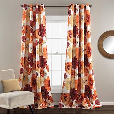 Lush Decor Leah Ilhó de isolamento floral, 52 polegadas de largura x 84 polegadas de comprimento, vermelho e laranja Lush Decor Leah Ilhó de isolamento floral, 52 polegadas de largura x 84 polegadas de comprimento, vermelho e laranja