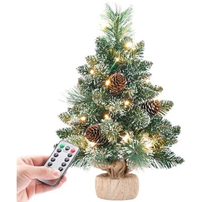 YORBAY Árvore de Natal artificial pequena de 40 cm, mini árvore de Natal com luz LED e cone de pinho, decoração de Natal para mesa de casa YORBAY Árvore de Natal artificial pequena de 40 cm, mini árvore de Natal com luz LED e cone de pinho, decoração de Natal para mesa de casa