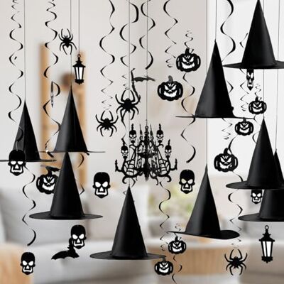 JOYIN 27 peças de decoração de redemoinhos suspensos de Halloween e chapéus de bruxa, casa assombrada decoração de lustre fantasma para pendurar no teto de Halloween, decoração de festa JOYIN 27 peças de decoração de redemoinhos suspensos de Halloween e chapéus de bruxa, casa assombrada decoração de lustre fantasma para pendurar no teto de Halloween, decoração de festa