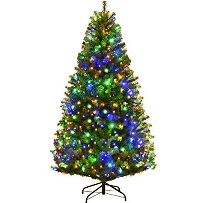 COSTWAY Árvore de Natal com luzes incorporadas, 150 cm, 11 modos de 2 tipos de mudança, 5 cores de 150 luzes LED, árvore de Natal com luzes integradas, 600 ramos PVC, árvore de Natal w/Lights (150 cm) COSTWAY Árvore de Natal com luzes incorporadas, 150 cm, 11 modos de 2 tipos de mudança, 5 cores de 150 luzes LED, árvore de Natal com luzes integradas, 600 ramos PVC, árvore de Natal w/Lights (150 cm)