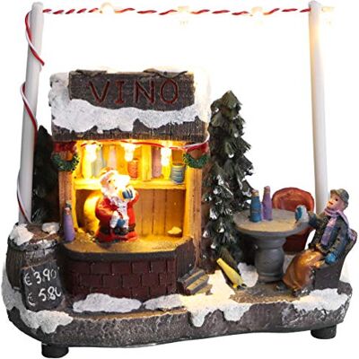 Christmas Concepts ® Cena de mercado de Natal com luz LED de 5 "/13 cm (cabine de vinho) Christmas Concepts ® Cena de mercado de Natal com luz LED de 5 "/13 cm (cabine de vinho)