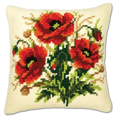 Vervaco Ponto Cruz Kit almofada decorativa papoilas artesanato adultos decoração bordar kit iniciantes completo DIY bordado criativo presente ca. 40 x 40 cm Cross Stitch Embroidery Vervaco Ponto Cruz Kit almofada decorativa papoilas artesanato adultos decoração bordar kit iniciantes completo DIY bordado criativo presente ca. 40 x 40 cm Cross Stitch Embroidery