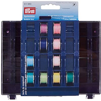 Caixa de Fios Prym - Para 32 Bobinas de Máquina de Costura - Transparente Azul Ameixa Caixa de Fios Prym - Para 32 Bobinas de Máquina de Costura - Transparente Azul Ameixa