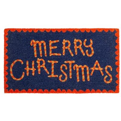 Fisura – Capacho entrada casa "Merry Christmas" de coco com base antiderrapante de PVC. Capacho de Natal azul e vermelho. Capacho exterior original. Pintado à mão. Medidas: 70 cm x 40 cm Fisura – Capacho entrada casa "Merry Christmas" de coco com base antiderrapante de PVC. Capacho de Natal azul e vermelho. Capacho exterior original. Pintado à mão. Medidas: 70 cm x 40 cm