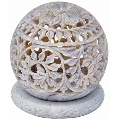 Zap Impex ® Tealight escultura de pedra candelabro candelabro com flores esculpidas, figuras decorativas vela lanterna única feita à mão decoração caseira grés 4 polegadas Zap Impex ® Tealight escultura de pedra candelabro candelabro com flores esculpidas, figuras decorativas vela lanterna única feita à mão decoração caseira grés 4 polegadas