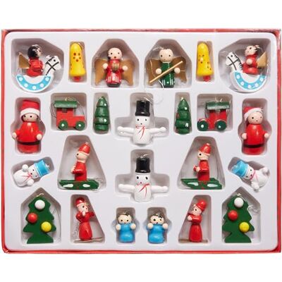 BRUBAKER 24 peças de ornamentos de madeira para a árvore de Natal figuras de até 4 cm de altura conjunto de pendentes tradicionais de madeira pintados à mão abetos Pai Natal Anjos BRUBAKER 24 peças de ornamentos de madeira para a árvore de Natal figuras de até 4 cm de altura conjunto de pendentes tradicionais de madeira pintados à mão abetos Pai Natal Anjos