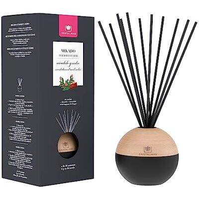 CRISTALINAS Ambientador Mikado Esfera Premium Ambientador para Casa Aroma Sândalo e Cedro Sensual Longa Duração mais de 16 Semanas 180ml 0% Álcool CRISTALINAS Ambientador Mikado Esfera Premium Ambientador para Casa Aroma Sândalo e Cedro Sensual Longa Duração mais de 16 Semanas 180ml 0% Álcool