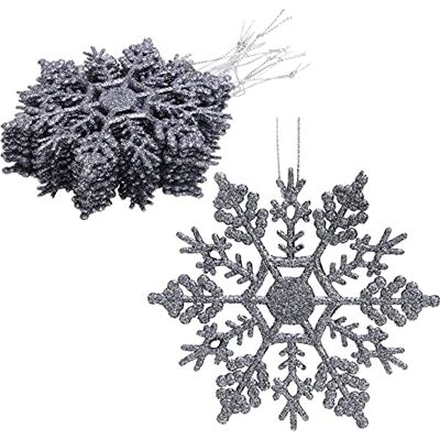 Christmas Concepts ® Pacote de decorações pendentes de flocos de neve com brilho de 12 10 cm (4 pol.) decorações de Natal ... (grafite) Christmas Concepts ® Pacote de decorações pendentes de flocos de neve com brilho de 12 10 cm (4 pol.) decorações de Natal ... (grafite)