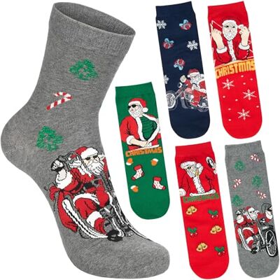 BRUBAKER 5 Pares de Meias de Natal Papai Noel Legal Meias Coloridas de Natal para Homens Conjunto Engraçado de Meias Divertidas para Cavalheiros Algodão Macio com Papai Noel Tamanho 41-45 BRUBAKER 5 Pares de Meias de Natal Papai Noel Legal Meias Coloridas de Natal para Homens Conjunto Engraçado de Meias Divertidas para Cavalheiros Algodão Macio com Papai Noel Tamanho 41-45