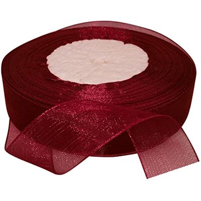 AERZETIX C63552 Fita de organza organdí decorativa brilhante 20 mm x 45 metros vermelho escuro projetos criativos coser arte embalagem presentes festa aniversário AERZETIX C63552 Fita de organza organdí decorativa brilhante 20 mm x 45 metros vermelho escuro projetos criativos coser arte embalagem presentes festa aniversário