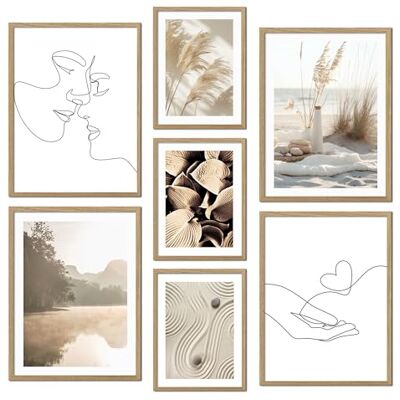 Conjunto de 7 quadros, folhas decorativas de parede, cartazes de parede, decoração mural para sala e quarto, folhas para moldura sem moldura (Estilo boémio) Estilo Bohemio, Madera MDF Resistente, para Salón y Dormitorio, Cristal Protector, Montaje Fácil Conjunto de 7 quadros, folhas decorativas de parede, cartazes de parede, decoração mural para sala e quarto, folhas para moldura sem moldura (Estilo boémio) Estilo Bohemio, Madera MDF Resistente, para Salón y Dormitorio, Cristal Protector, Montaje Fácil