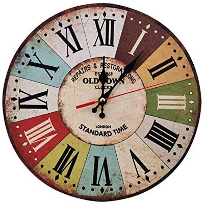 LOHAS Home 30 cm Relógio de Parede Silencioso de Madeira Redondo Vintage Rústico Estilo Chique Números Árabes Madeira Redonda Relógio de Parede Decorativo (Aldeia Antiga) LOHAS Home 30 cm Relógio de Parede Silencioso de Madeira Redondo Vintage Rústico Estilo Chique Números Árabes Madeira Redonda Relógio de Parede Decorativo (Aldeia Antiga)