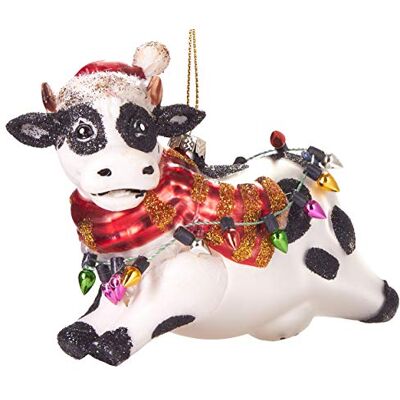 BRUBAKER Vaca de Natal com Luzes de Fadas Vidro Pintado à Mão Bola de Natal Soprada à Boca Figuras de Decoração da Árvore de Natal Decoração Divertida Pendente Bola de Árvore 11 cm BRUBAKER Vaca de Natal com Luzes de Fadas Vidro Pintado à Mão Bola de Natal Soprada à Boca Figuras de Decoração da Árvore de Natal Decoração Divertida Pendente Bola de Árvore 11 cm