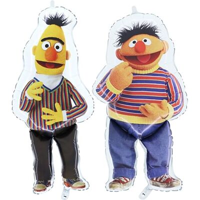 Toyland ® Conjunto de 2 balões de alumínio de Bert e Ernie Bert (81 cm) e Ernie (71 cm) decoração para festas infantis Toyland ® Conjunto de 2 balões de alumínio de Bert e Ernie Bert (81 cm) e Ernie (71 cm) decoração para festas infantis