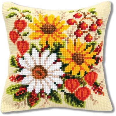 Vervaco Ponto cruz kit almofada decorativa flores do sol artesanato adultos decoração bordar kit iniciantes completo DIY bordado criativo presente ca. 40 x 40 cm Cross Stitch Vervaco Ponto cruz kit almofada decorativa flores do sol artesanato adultos decoração bordar kit iniciantes completo DIY bordado criativo presente ca. 40 x 40 cm Cross Stitch