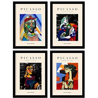 Nacnic Conjunto de 4 Ilustrações de Picasso. Coleção do Duelo. Ilustrações Coloridas no estilo Galeria de Arte. Decoração de Interiores. A4 sem moldura. Nacnic Conjunto de 4 Ilustrações de Picasso. Coleção do Duelo. Ilustrações Coloridas no estilo Galeria de Arte. Decoração de Interiores. A4 sem moldura.