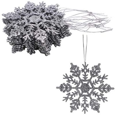 Christmas Concepts ® Pacote de 12 10 cm Flocos de Neve com Brilho Decorações Suspensas Decorações de Natal (Prata) Christmas Concepts ® Pacote de 12 10 cm Flocos de Neve com Brilho Decorações Suspensas Decorações de Natal (Prata)