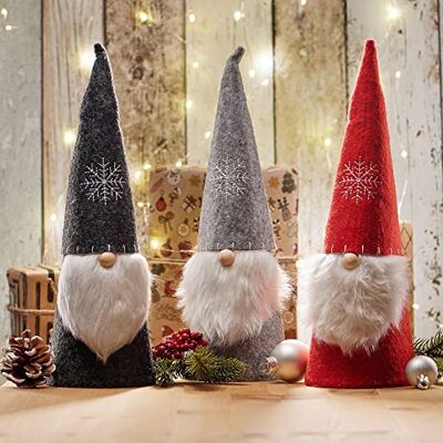 com-four 3 duendes natalícios para decoração de Natal, figura de inverno como artigo decorativo, bela decoração de mesa ou como decoração para o quarto (3 unidades, antracite/cinzento/vermelho) com-four 3 duendes natalícios para decoração de Natal, figura de inverno como artigo decorativo, bela decoração de mesa ou como decoração para o quarto (3 unidades, antracite/cinzento/vermelho)