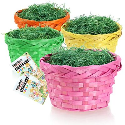 com-four ® Conjunto de presente e decoração de Páscoa, cestas de ráfia erva de páscoa verde com-four ® Conjunto de presente e decoração de Páscoa, cestas de ráfia erva de páscoa verde