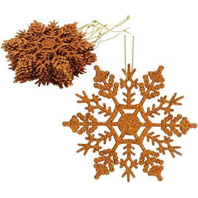 Christmas Concepts ® Pacote de decorações pendentes de flocos de neve com brilho de 12 10 cm (4 pol) decorações de Natal ... (cobre) Christmas Concepts ® Pacote de decorações pendentes de flocos de neve com brilho de 12 10 cm (4 pol) decorações de Natal ... (cobre)