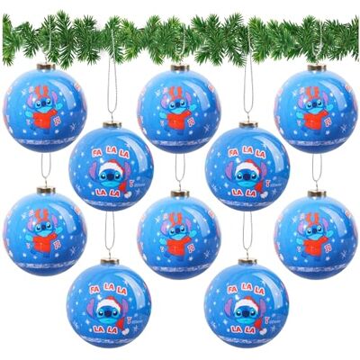 Disney Stitch Bolas de Natal, acessórios árvore de Natal, conjunto de 10 Disney Stitch Bolas de Natal, acessórios árvore de Natal, conjunto de 10