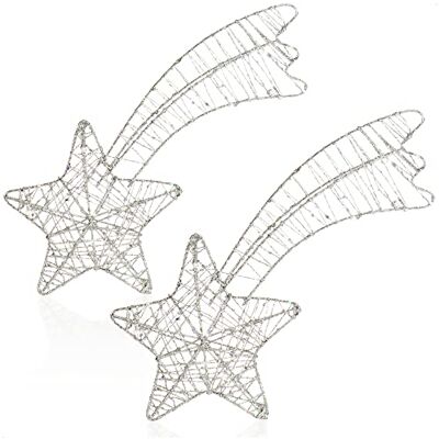com-four ® 2X estrelas decorativas Natal, estrela de decoração Pé de flor de páscoa branca com purpurina com-four ® 2X estrelas decorativas Natal, estrela de decoração Pé de flor de páscoa branca com purpurina