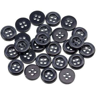AERZETIX Conjunto de 25 botões de costura redondos Ø 11,5 x 2 mm com 4 orifícios 18 L 18 com borda cor azul escuro em plástico abertura 1,8 mm moda merceria costura roupa decoração AERZETIX Conjunto de 25 botões de costura redondos Ø 11,5 x 2 mm com 4 orifícios 18 L 18 com borda cor azul escuro em plástico abertura 1,8 mm moda merceria costura roupa decoração