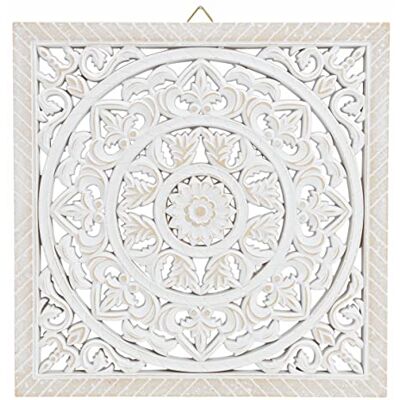 Spetebo Adorno de pared de madera, 40 cm, color blanco desgastado, cuadro decorativo de pared vintage de casa de campo, cuadro de madera para colgar Spetebo Adorno de pared de madera, 40 cm, color blanco desgastado, cuadro decorativo de pared vintage de casa de campo, cuadro de madera para colgar