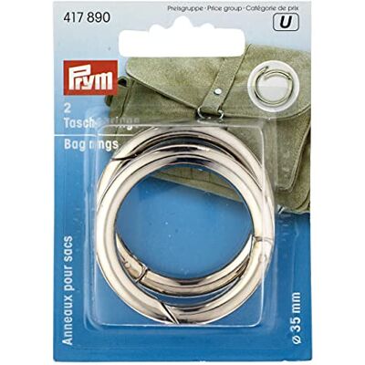 Prym 417890 Taschenringe 35 mm, Silberfarbig Bag Rings, lã, prateado, tamanho único Prym 417890 Taschenringe 35 mm, Silberfarbig Bag Rings, lã, prateado, tamanho único