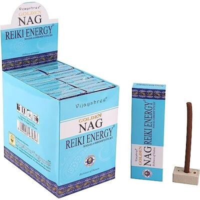 AROMASENSES . Incenso Masala Dhoops Sticks Golden Nag Reiki Energy Vijayshree 12 caixas de 10 dhoops cada Inclui suporte queimador. (Reiki Energy) AROMASENSES . Incenso Masala Dhoops Sticks Golden Nag Reiki Energy Vijayshree 12 caixas de 10 dhoops cada Inclui suporte queimador. (Reiki Energy)