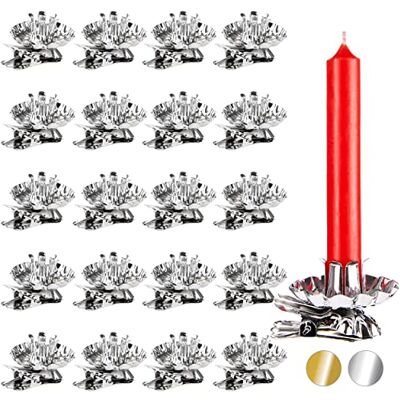 BRUBAKER Embalagem de 20 suportes para a árvore de Natal suporte de velas vintage prateado suporte de velas tradicional com clipe BRUBAKER Embalagem de 20 suportes para a árvore de Natal suporte de velas vintage prateado suporte de velas tradicional com clipe