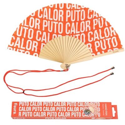 Fisura Ventilador original com mensagem "p*to calor". Fã de madeira moderno e engraçado. Vermelho leque com padrão. Leque com pendurar leque. 42,5 x 23 cm. Fisura Ventilador original com mensagem "p*to calor". Fã de madeira moderno e engraçado. Vermelho leque com padrão. Leque com pendurar leque. 42,5 x 23 cm.