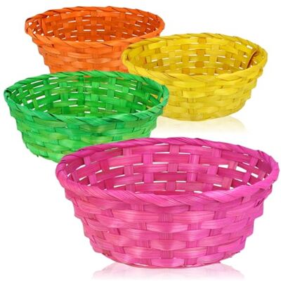 com-four ® 4 x cesta de ráfia cores brilhantes para decoração Decoração da Páscoa cesta para ovos de Páscoa pãezinhos lanches e chaves ninho de Páscoa com-four ® 4 x cesta de ráfia cores brilhantes para decoração Decoração da Páscoa cesta para ovos de Páscoa pãezinhos lanches e chaves ninho de Páscoa