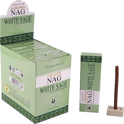AROMASENSES Incenso Masala Dhoops Sticks Golden Nag salvia branca Vijayshree 12 caixas de 10 doops cada inclui suporte queimador, ioga, relaxamento meditação AROMASENSES Incenso Masala Dhoops Sticks Golden Nag salvia branca Vijayshree 12 caixas de 10 doops cada inclui suporte queimador, ioga, relaxamento meditação