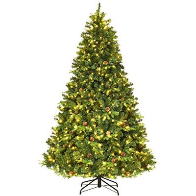 COSTWAY Árvore de Natal artificial verde 225 cm, árvore de Natal com 540 luzes incorporadas suporte de metal, 71 cones de pinho, PVC e PE, árvore de natal casa festa interior (225 cm) COSTWAY Árvore de Natal artificial verde 225 cm, árvore de Natal com 540 luzes incorporadas suporte de metal, 71 cones de pinho, PVC e PE, árvore de natal casa festa interior (225 cm)