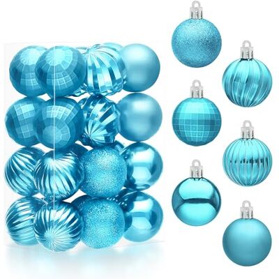 Joiedomi Conjunto de 24 bolas de Natal azuis bebé, pequenos ornamentos inquebráveis de 4 cm para árvore de Natal, decoração pendente para árvore, guirlanda, casamento, festa, decoração de interiores Joiedomi Conjunto de 24 bolas de Natal azuis bebé, pequenos ornamentos inquebráveis de 4 cm para árvore de Natal, decoração pendente para árvore, guirlanda, casamento, festa, decoração de interiores