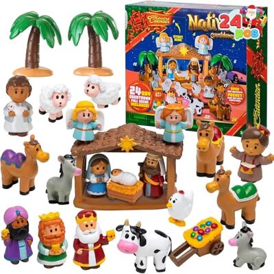 JOYIN 2025 Calendário de advento de Natal, conjunto de figuras da natividade, jogo de cena da natividade com contagem regressiva para meninos e meninas JOYIN 2025 Calendário de advento de Natal, conjunto de figuras da natividade, jogo de cena da natividade com contagem regressiva para meninos e meninas