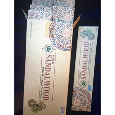 GOLOKA Sandalwood Organic Masala, bastões de incenso, 6 caixas de 15 gramas GOLOKA Sandalwood Organic Masala, bastões de incenso, 6 caixas de 15 gramas