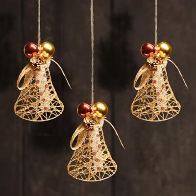 com-four ® Campainha Decorativa 3X Decoração Dourada para Portas, Paredes e Janelas Decoração de Natal Brilhante para Pendurar (3 Peças de Campainha Cor Dourada) com-four ® Campainha Decorativa 3X Decoração Dourada para Portas, Paredes e Janelas Decoração de Natal Brilhante para Pendurar (3 Peças de Campainha Cor Dourada)
